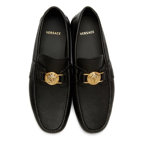 black suede versace loafers|versace black label slippers.